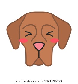 Great Dane Cute Kawaii Vector Character. Dog With Persevering Muzzle. Suffering Domestic Doggie. Flushed Animal With Squinting Eyes. Funny Emoji, Sticker, Emoticon. Isolated Cartoon Color Illustration