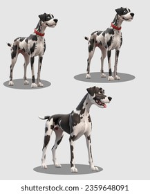 Great Dane Dog 3D Animation Vector Design