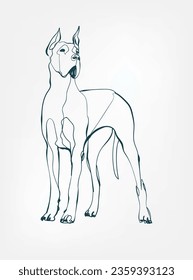 Great Dane dog breed animal vector line art one line sketch outline