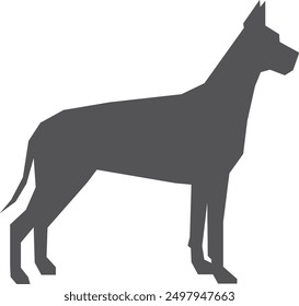 Great dane dog breed black silhouette. Animal icon