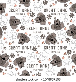 Great Dane : Dog breed collection : Seamless Pattern : Vector Illustration