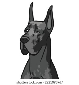 Great Dane Dog Colored Drawing