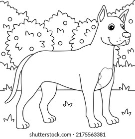 Great Dane Dog Coloring Page for Kids