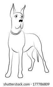 Great Dane Dog Contour Silhouette