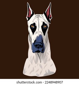 great dane dog drawn digital painting watercolor illustration