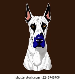 great dane dog drawn digital painting watercolor illustration