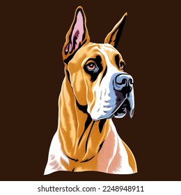 great dane dog drawn digital painting watercolor illustration