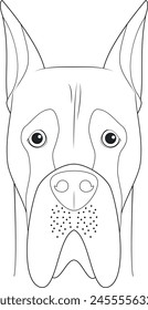 Great Dane dog easy coloring cartoon vector illustration. Isolated on white background