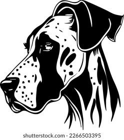 Great Dane, dog head, vector illustration, black color, vector image