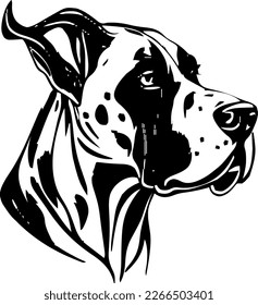 Great Dane, dog head, vector illustration, black color, vector image