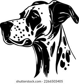 Great Dane, dog head, vector illustration, black color, vector image