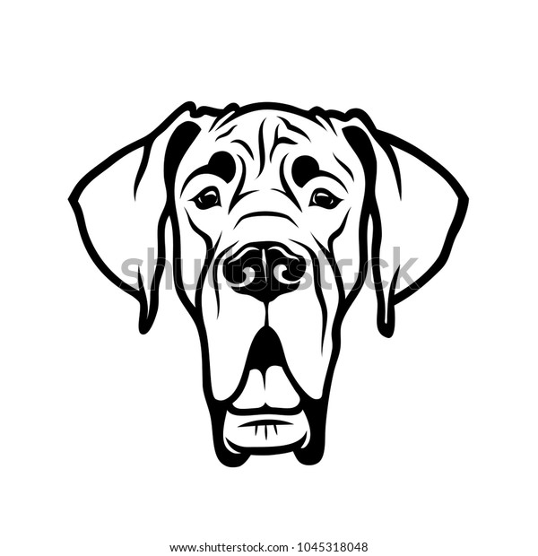 Great Dane Dog Isolated Outlined Vector Stock Vector (Royalty Free