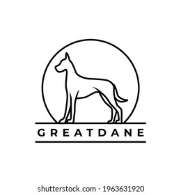 great dane dog line art logo design vector