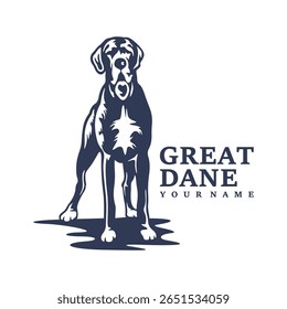 Grande Dane Dog logotipo vetor de design. Silhueta Grande Dane Modelo Ilustração. Símbolo de ícone