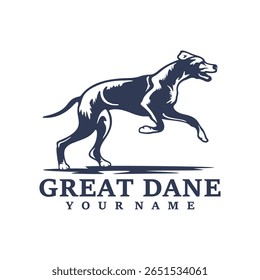 Grande Dane Dog logotipo vetor de design. Silhueta Grande Dane Modelo Ilustração. Símbolo de ícone