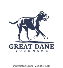 Grande Dane Dog logotipo vetor de design. Silhueta Grande Dane Modelo Ilustração. Símbolo de ícone