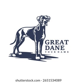 Grande Dane Dog logotipo vetor de design. Silhueta Grande Dane Modelo Ilustração. Símbolo de ícone