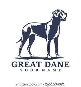 Grande Dane Dog logotipo vetor de design. Silhueta Grande Dane Modelo Ilustração. Símbolo de ícone