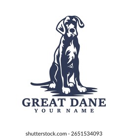 Grande Dane Dog logotipo vetor de design. Silhueta Grande Dane Modelo Ilustração. Símbolo de ícone