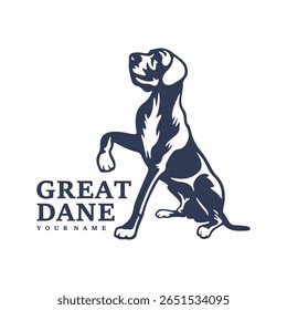 Grande Dane Dog logotipo vetor de design. Silhueta Grande Dane Modelo Ilustração. Símbolo de ícone