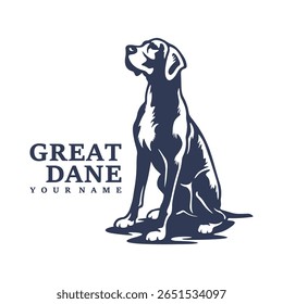 Grande Dane Dog logotipo vetor de design. Silhueta Grande Dane Modelo Ilustração. Símbolo de ícone