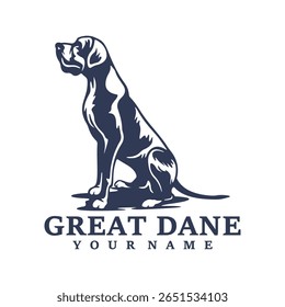 Grande Dane Dog logotipo vetor de design. Silhueta Grande Dane Modelo Ilustração. Símbolo de ícone