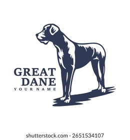 Grande Dane Dog logotipo vetor de design. Silhueta Grande Dane Modelo Ilustração. Símbolo de ícone