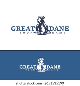 Grande Dane Dog logotipo vetor de design. Silhueta Grande Dane Modelo Ilustração. Símbolo de ícone