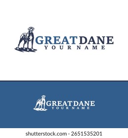 Grande Dane Dog logotipo vetor de design. Silhueta Grande Dane Modelo Ilustração. Símbolo de ícone