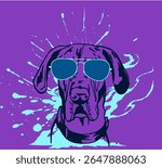 Great Dane in glasses, dog