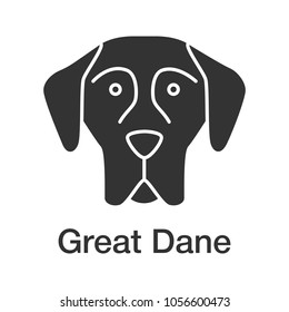 Great Dane glyph icon. German Mastiff. Guardian dog breed. Silhouette symbol. Negative space. Vector isolated illustration