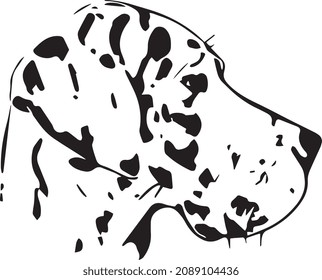 Great dane head silhouette black and white