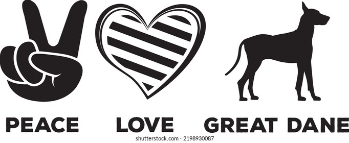 GREAT DANE LOVE PEACE Dog owner pet lover EPS