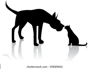 Great Dane meets cat. EPS 10 vector, grouped for easy editing. No open shapes or paths.