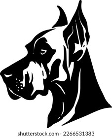 Great Dane outline only, dog head, vector illustration, black color, vector image