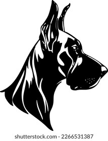 Great Dane outline only, dog head, vector illustration, black color, vector image