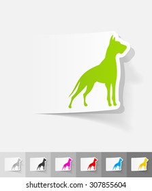 great dane paper sticker with shadow. Vector illustration