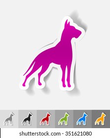 great dane paper sticker with shadow. Vector illustration