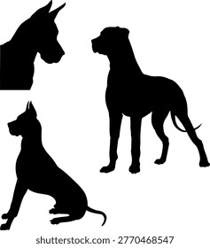 Great Dane set silhouettes EPS10