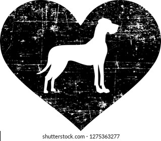 Great Dane silhouette in black heart