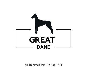 Great Dane silhouette of dog on a white background