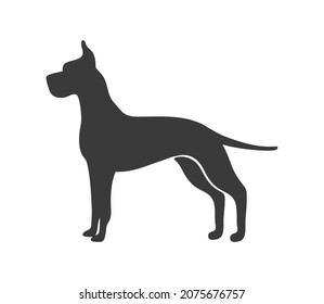 Great dane silhouette. Swiss dog pinscher group, vector icon isolated on white background