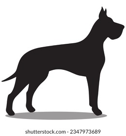 Great Dane silhouette, Great Dane Vector illustration, Great Dane isolated on white background																									