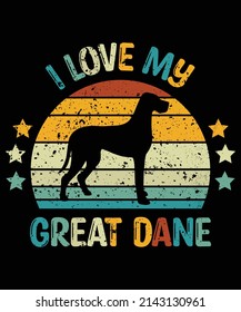 Great Dane silhouette vintage and retro t-shirt design