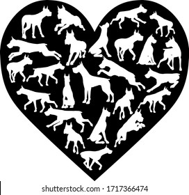 A Great Dane or similar dog heart silhouette concept for someone who loves their pet