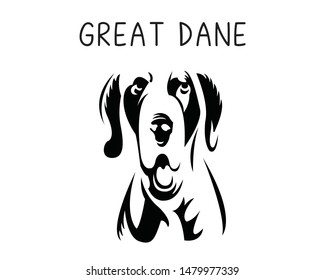 Great Dane vector illustration in black and white 