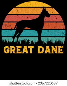 Great Dane Vintage Tshirt Design,print ready typography style, clothing template, tee, graphic symbol. Perfect for teen clothes. Vector illustration
