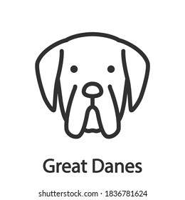 Great Danes, Dog breed, linear icon. Editable stroke