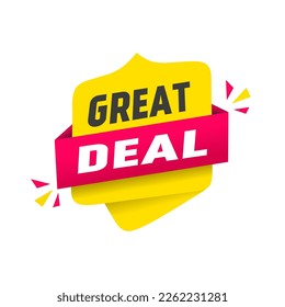 Great deal banner label. Web element. Vector design