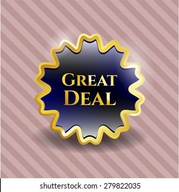 Great deal gold shiny badge with pink background